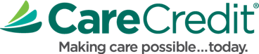 CareCredit logo with green and blue swoosh and tagline “Making care possible…today.”