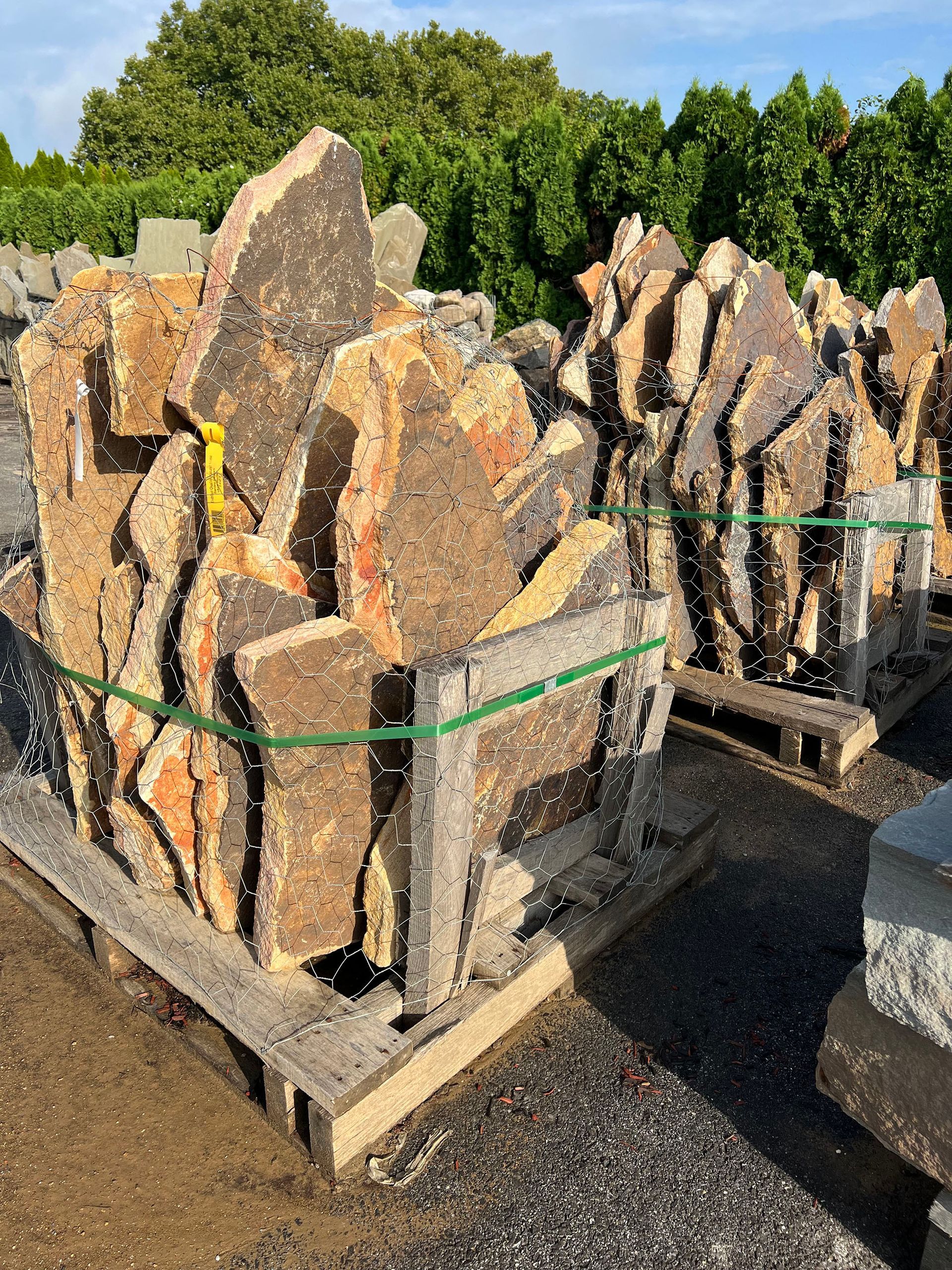 A pile of rocks sitting on top of a wooden pallet.