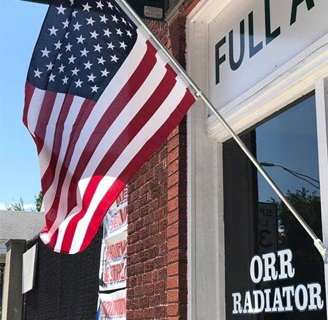 U.S Flag in front of Orr Radiator & Auto Repair