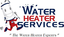 Water Heater Services logo with a cartoon water heater mascot and the tagline “The Water Heater Experts”