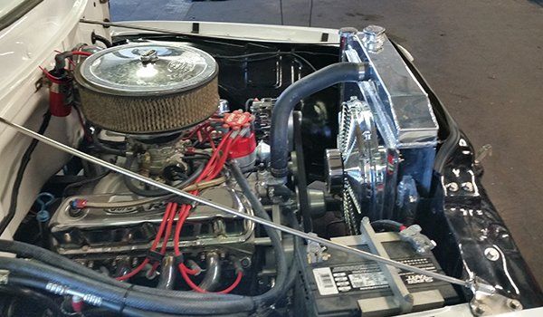 Automotive engine and radiator