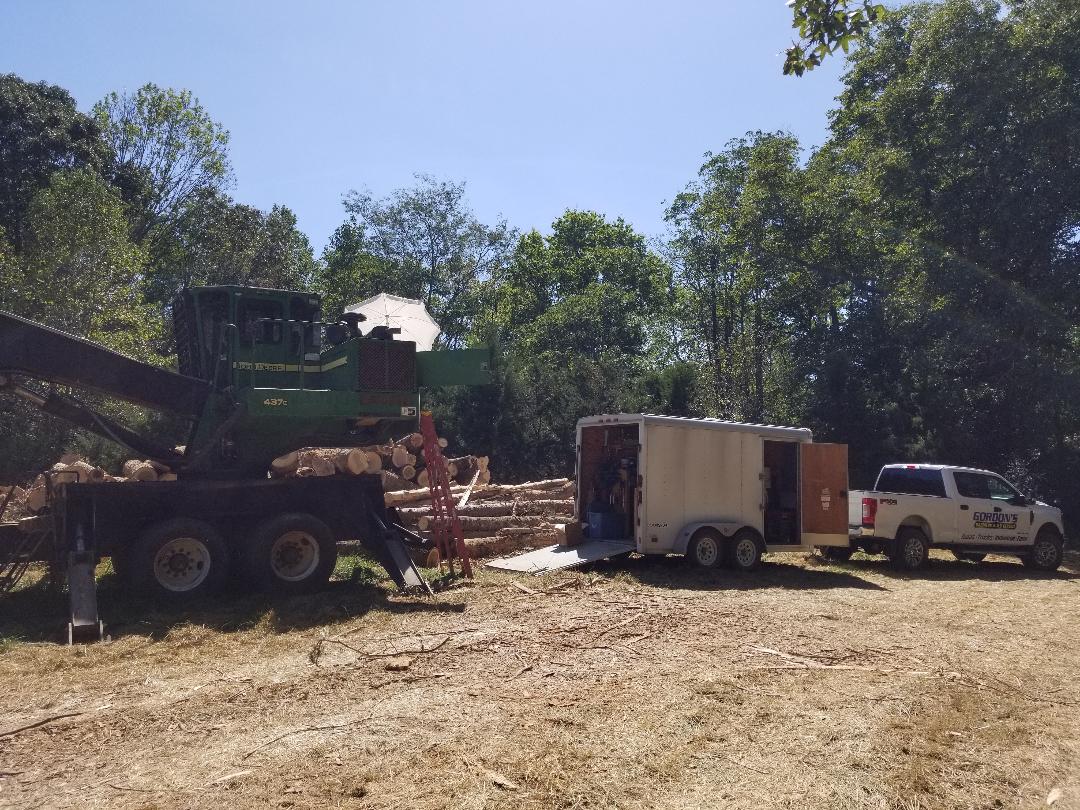 Mobile A/C service on tractor