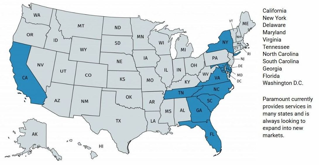 A map of the united states showing the states in blue