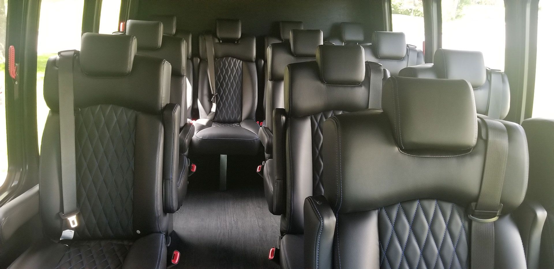 Black executive bus seats