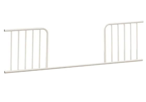 White metal toddler bed rail.