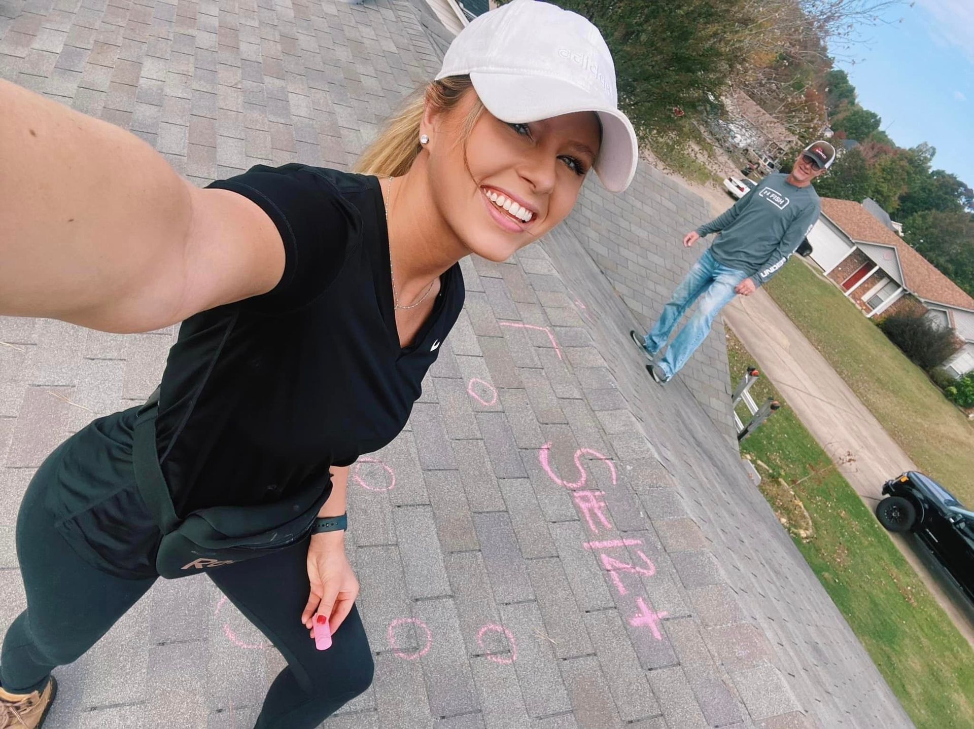 lady and man on the roof
