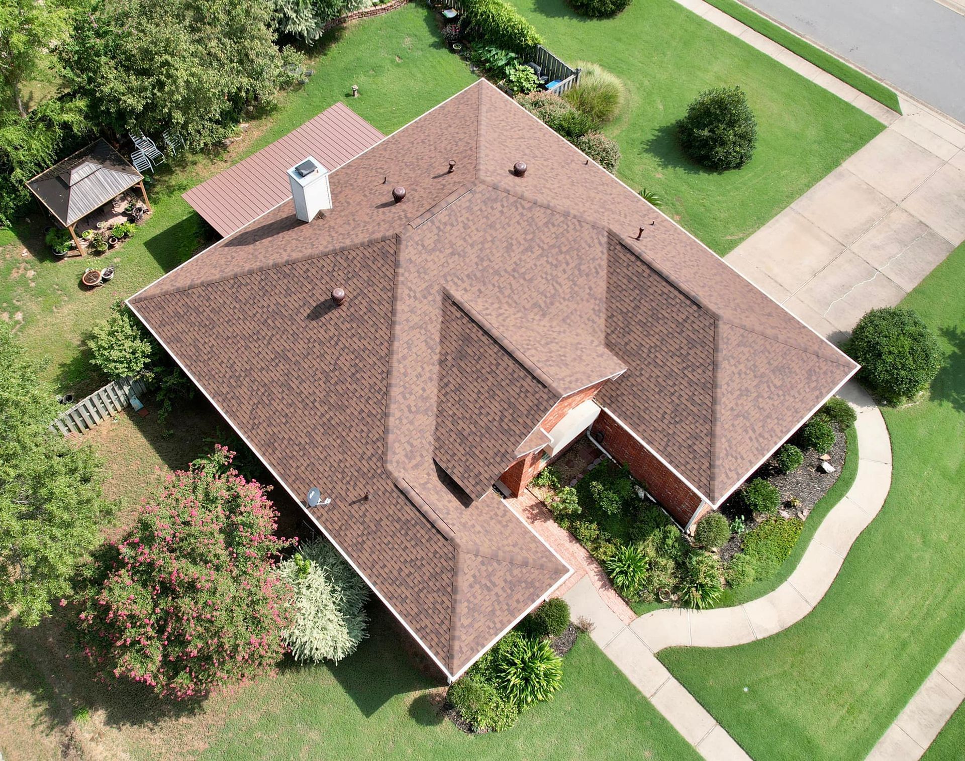 aerial view of newly installed roof