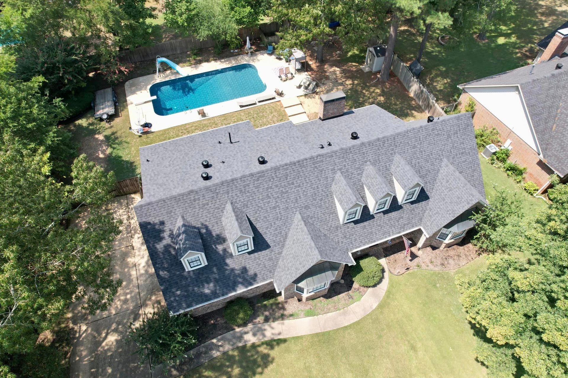 top view of house with new roof shingles
