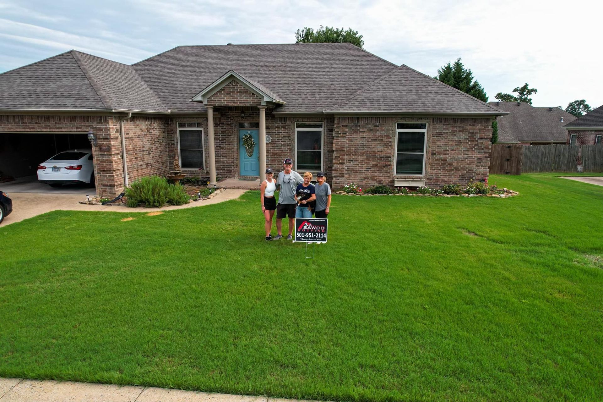 brick house with a new roof