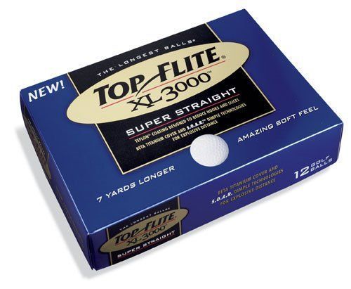 A box of top flite xl 3000 super straight golf balls