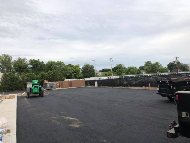 A lot of trucks are parked in a parking lot