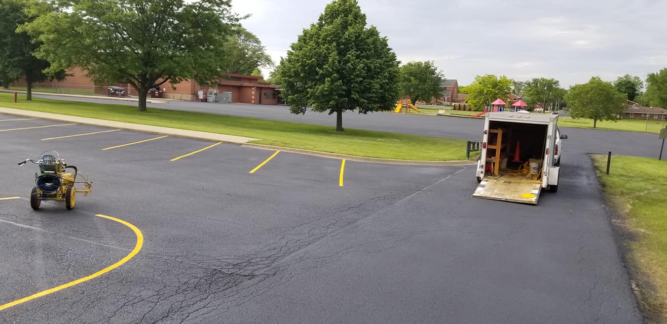 Parking lot stripping