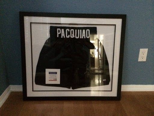Framed black boxing shorts with 