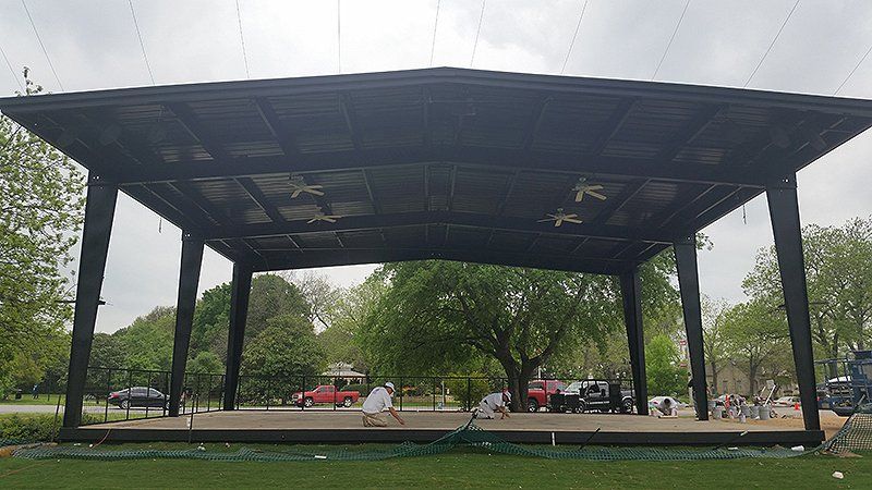 covered gymnasium in a park