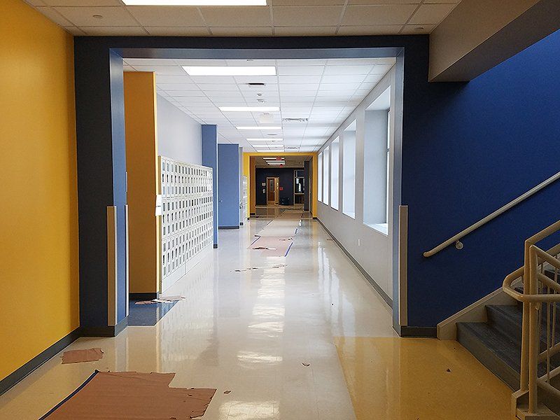 Floor installation on a long corridor