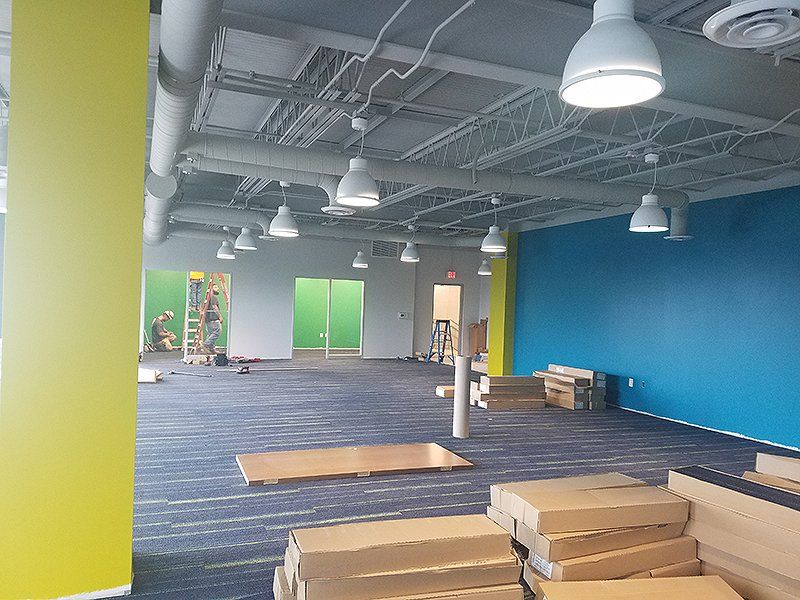 Interior painting project in a commercial building