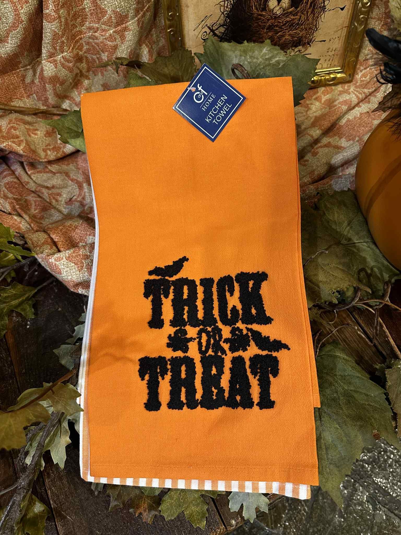 Orange Halloween towel with 