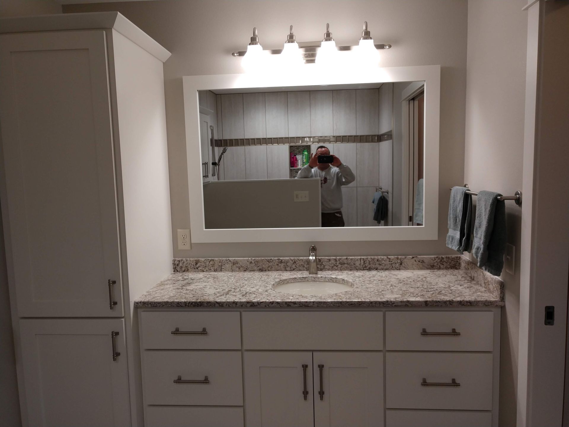 bathroom sink and cabinets