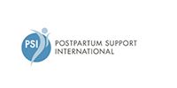Postpartum Support International logo with blue speech bubble and PSI initials