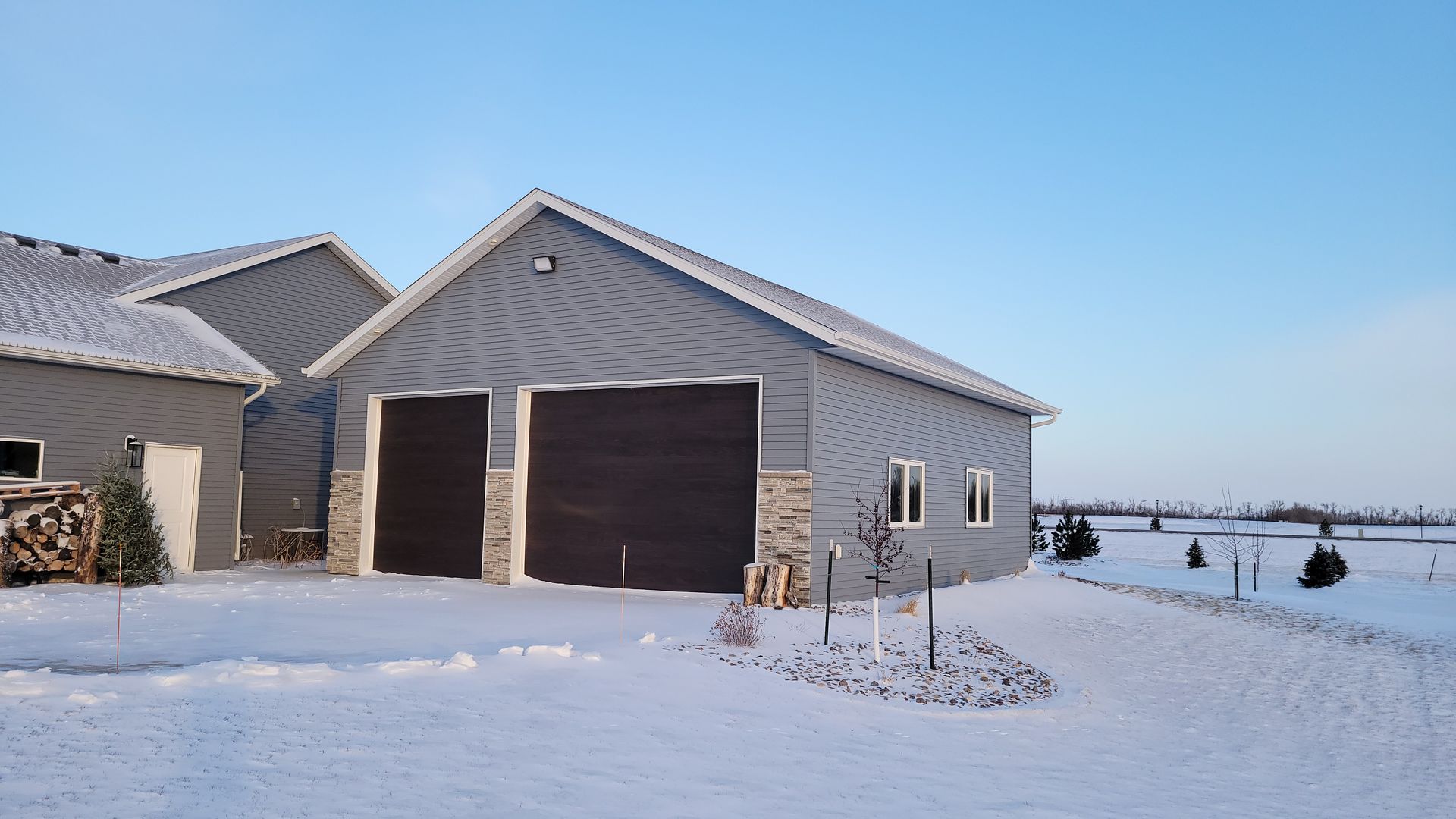 Garage covered in snow