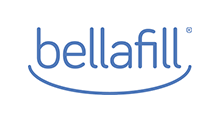 Bellafill logo in blue text with a curved line underneath.