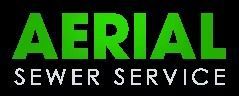 Aerial Sewer Service logo with green “AERIAL” text above white “SEWER SERVICE” on a black background