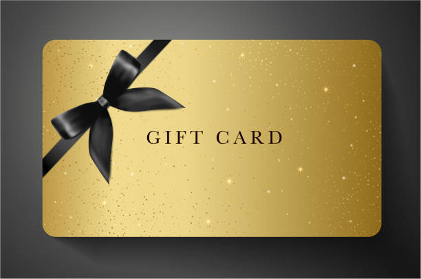 Gold gift card with black ribbon and the words GIFT CARD.