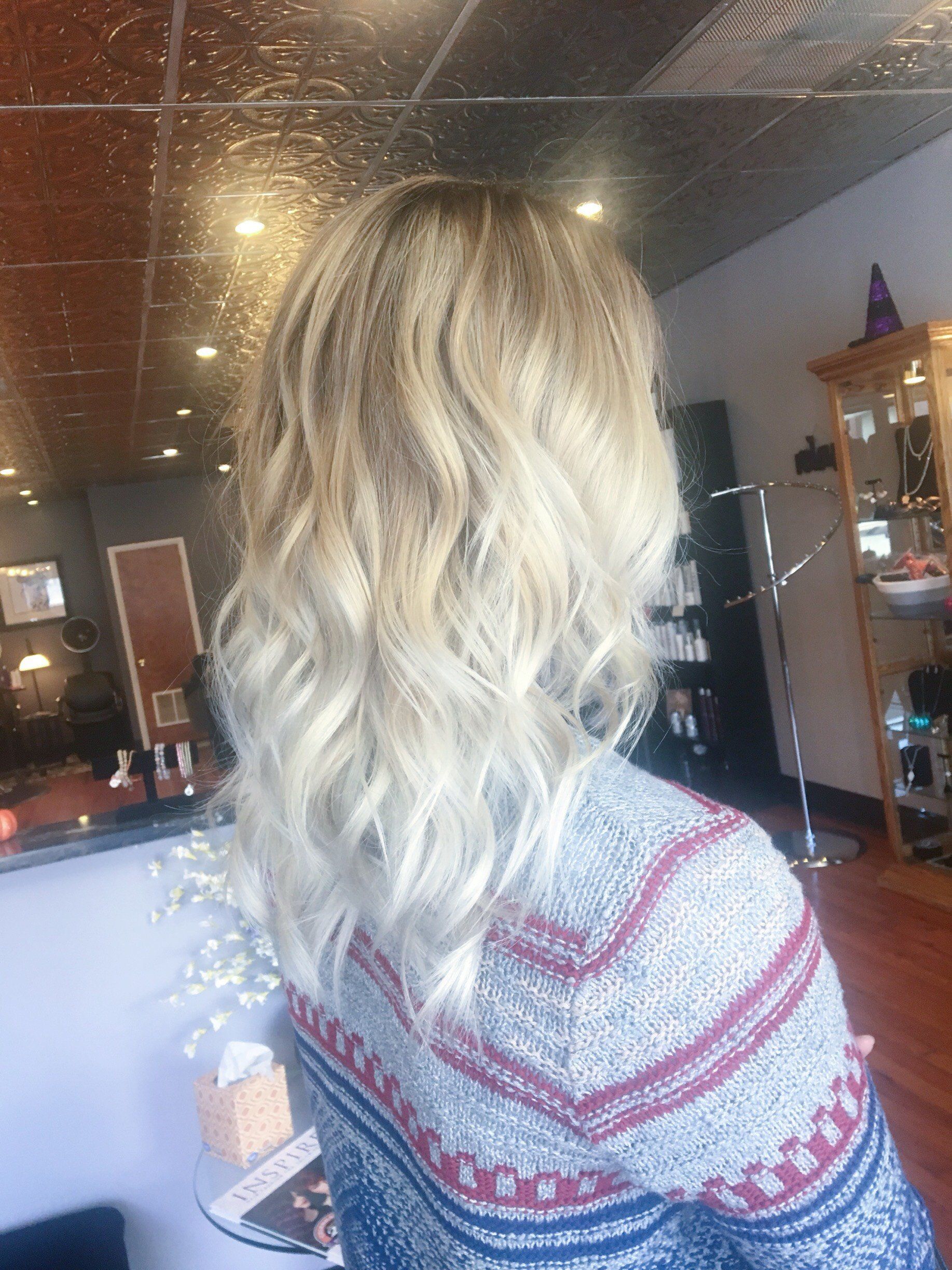 Blonde hair ombre styled