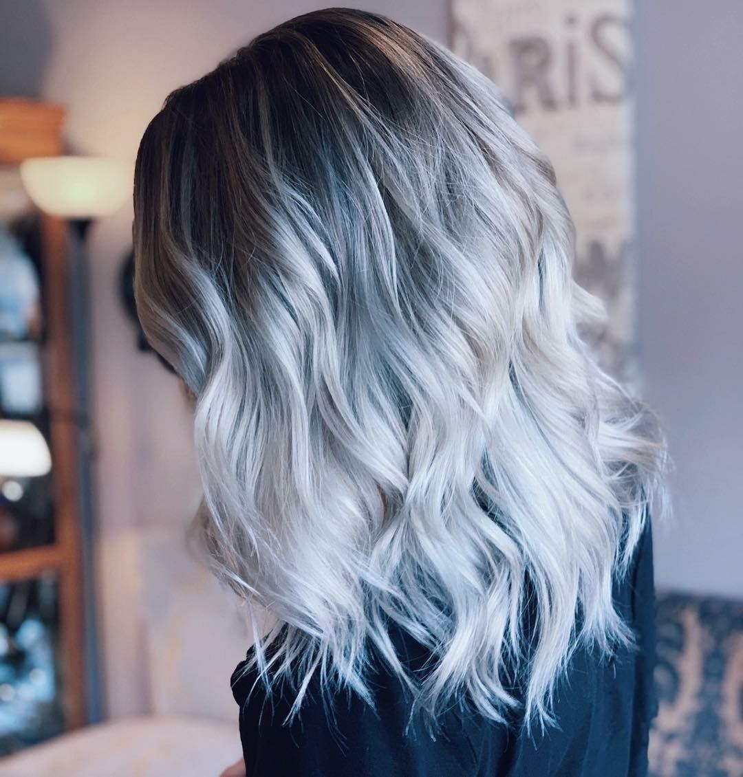 Blonde hair silver ombre