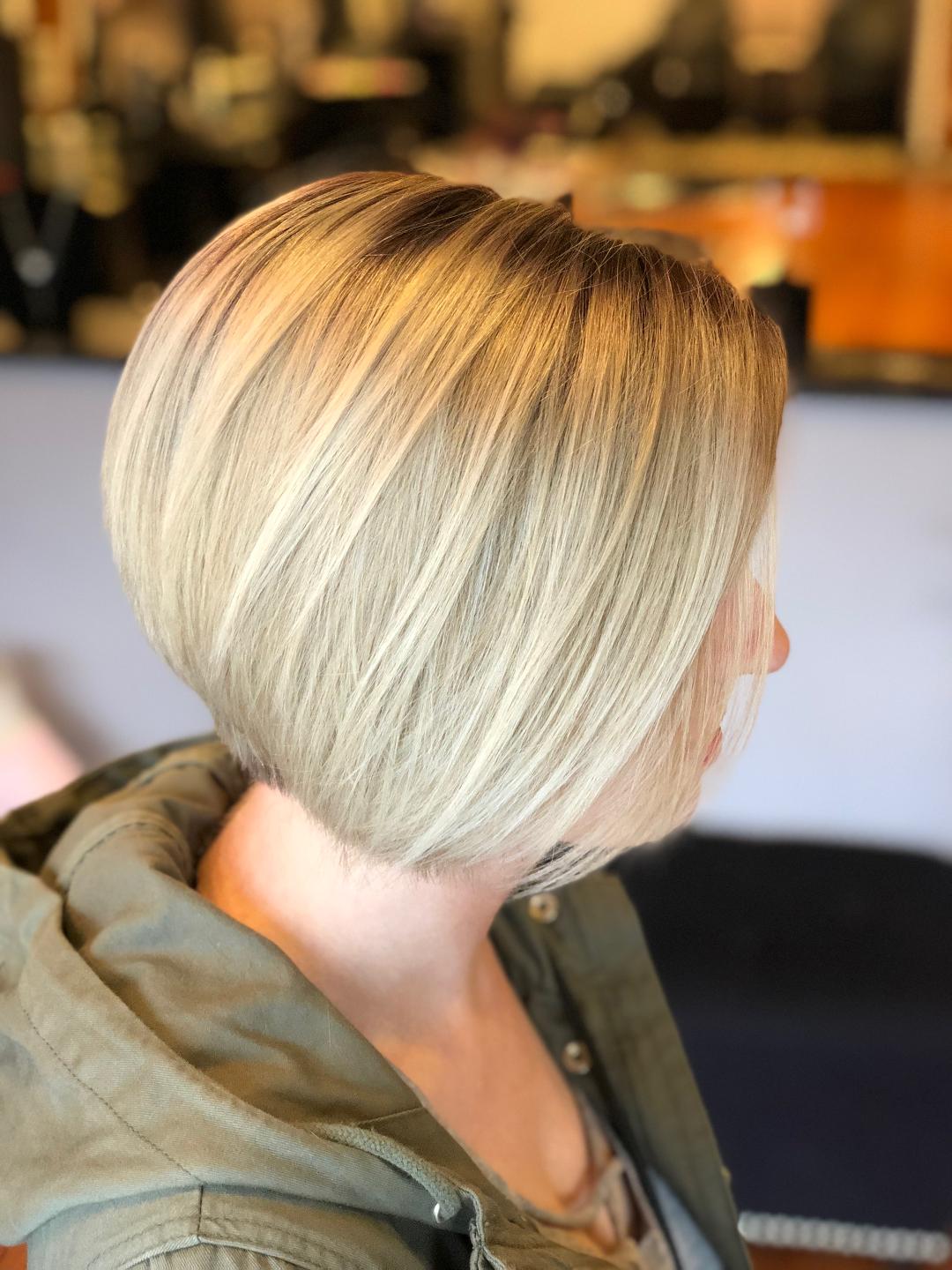 Blonde hair short bob cut