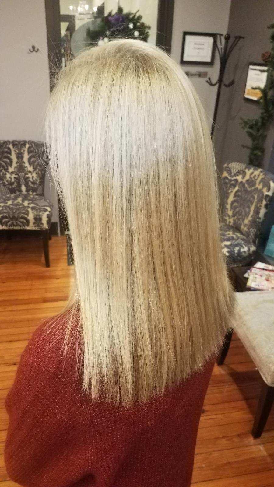 Blonde hair mid-length straight
