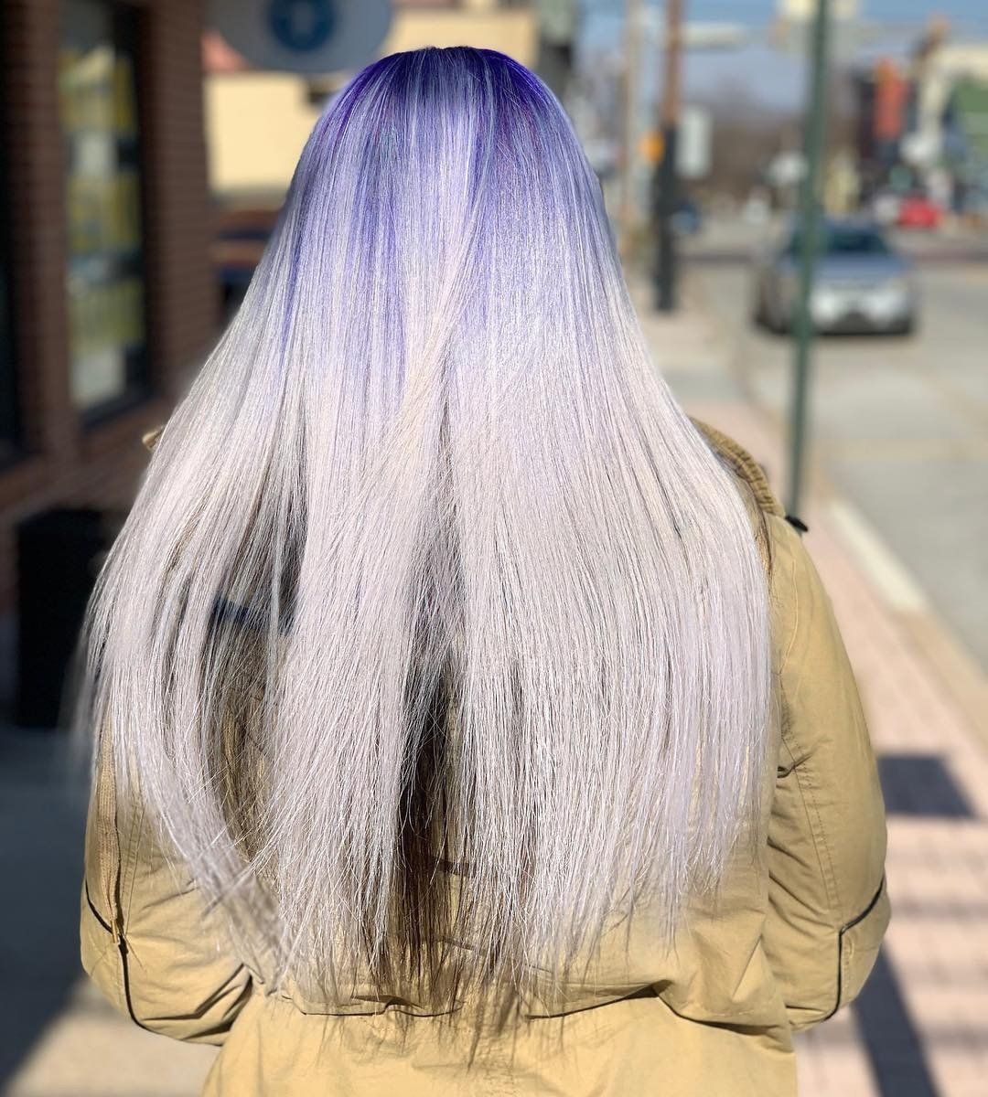 Purple to silver ombre