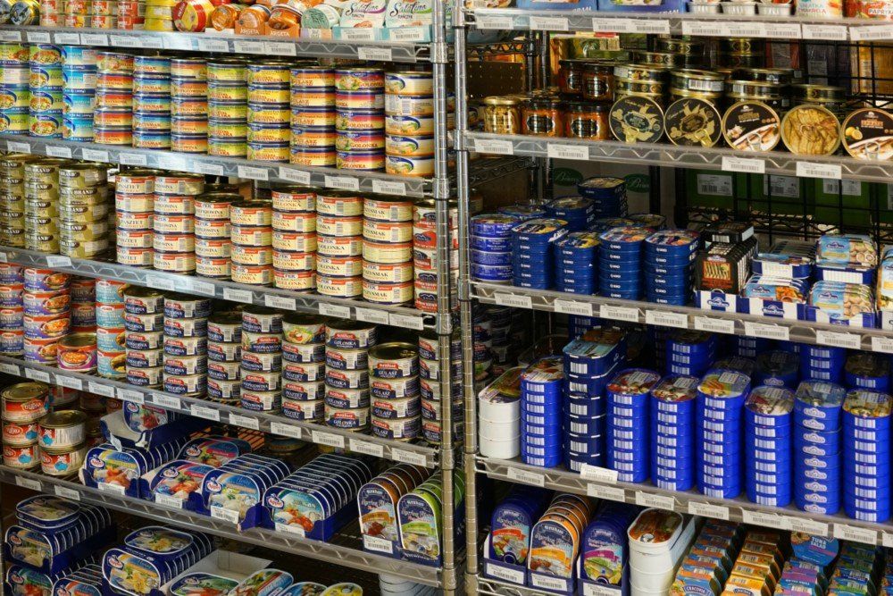 Canned goods shelves
