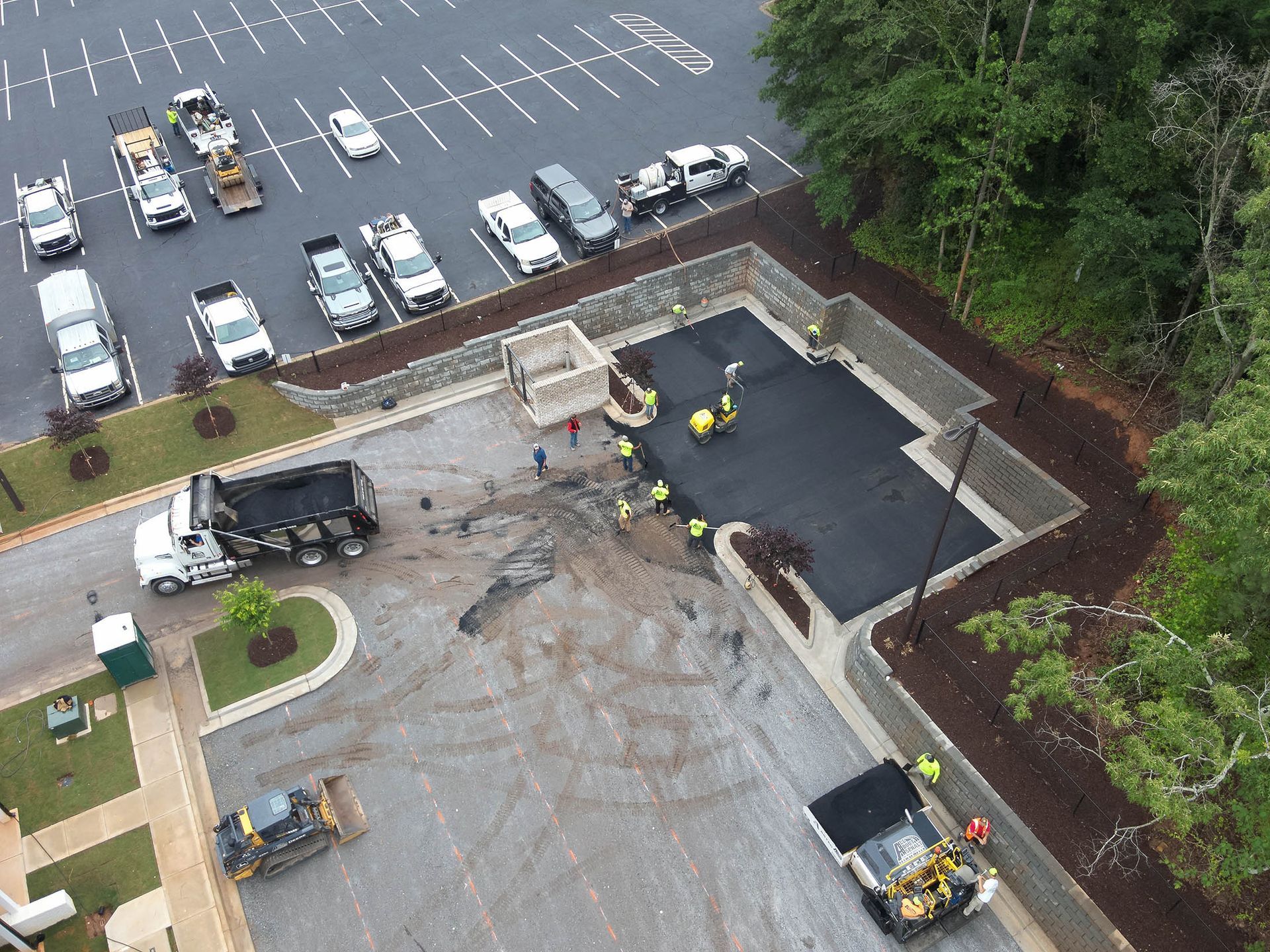 Asphalt paving work in progress.