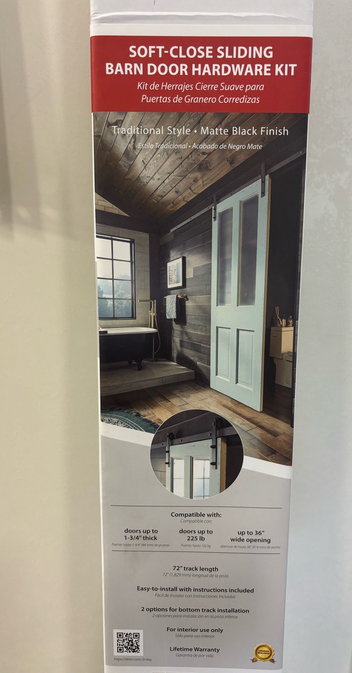 Soft-close sliding barn door hardware kit