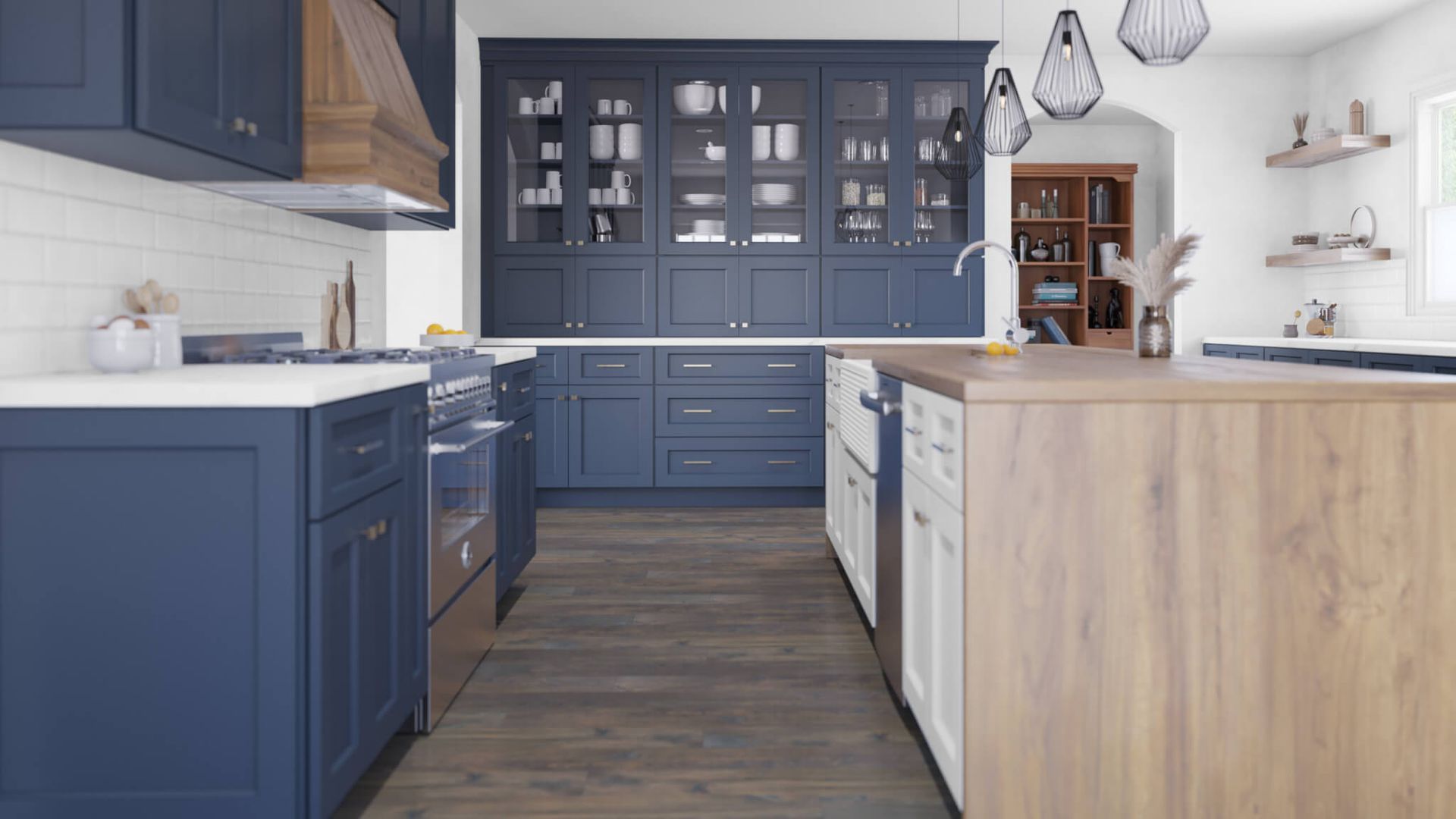 Southern Elegance Blue Cabinets