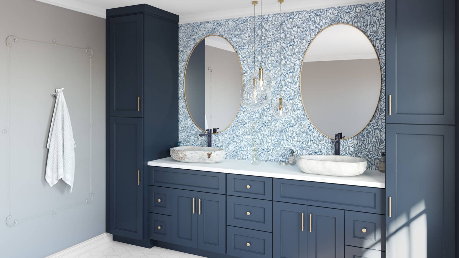 Southern Elegance Blue Cabinets