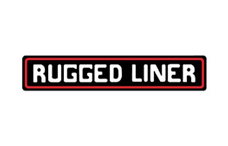 Rugged Liner logo in white text on a black background, outlined in red.