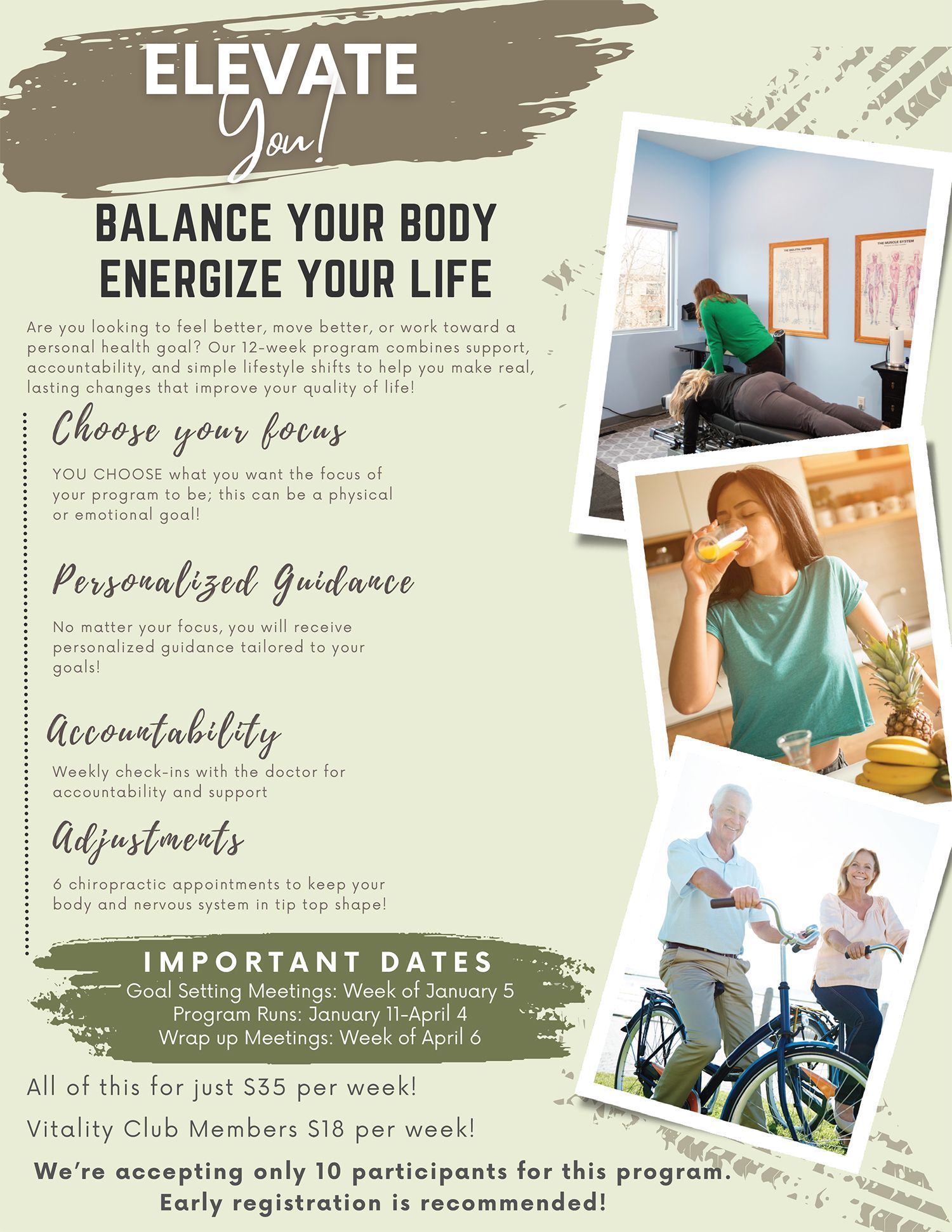 Flyer promoting a health program, with text 