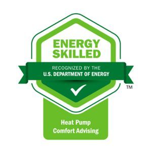 Energy Skilled logo: Green hexagon and ribbon with text
