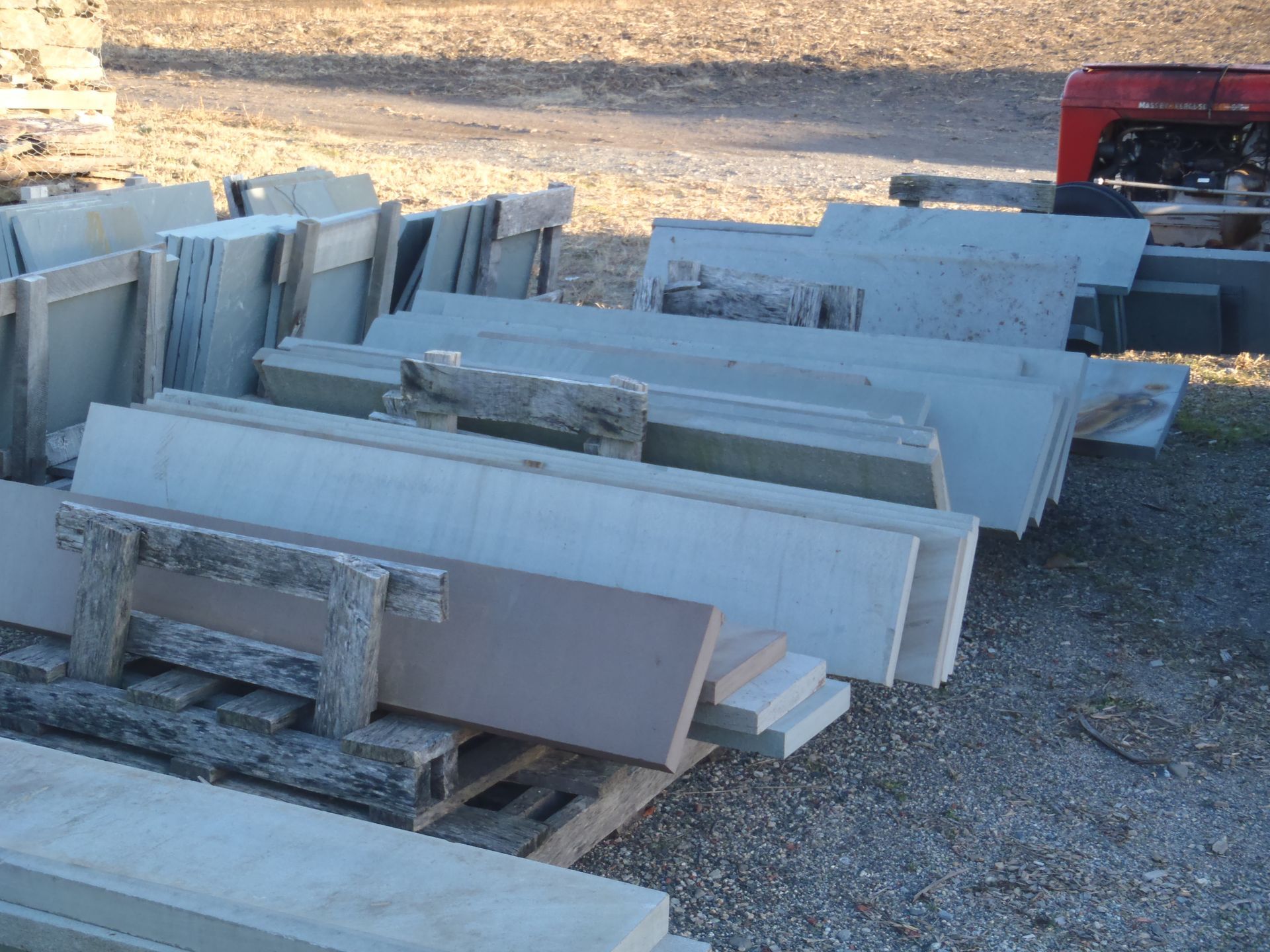 a bunch of concrete slabs are stacked on top of each other