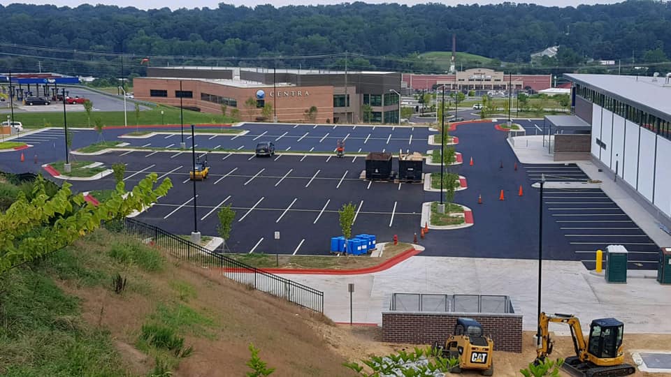 Newly paved parking lot