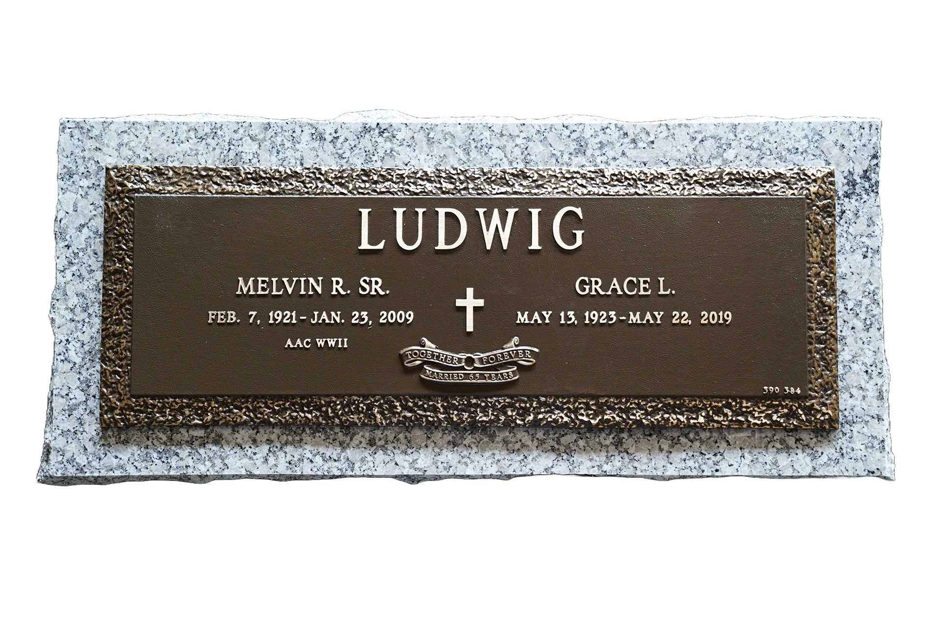 A gravestone for ludwig melvin r. sr. and grace l.