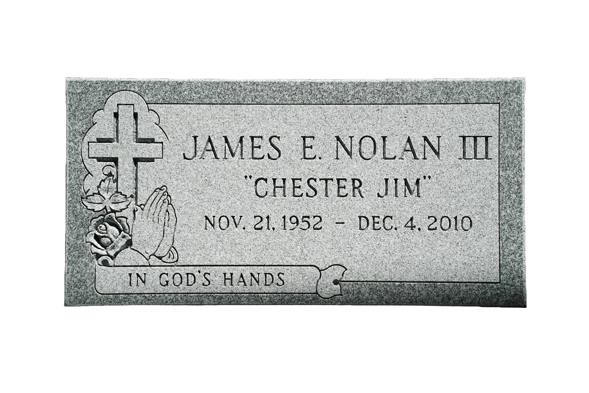 A gravestone for james e. nolan iii chester jim