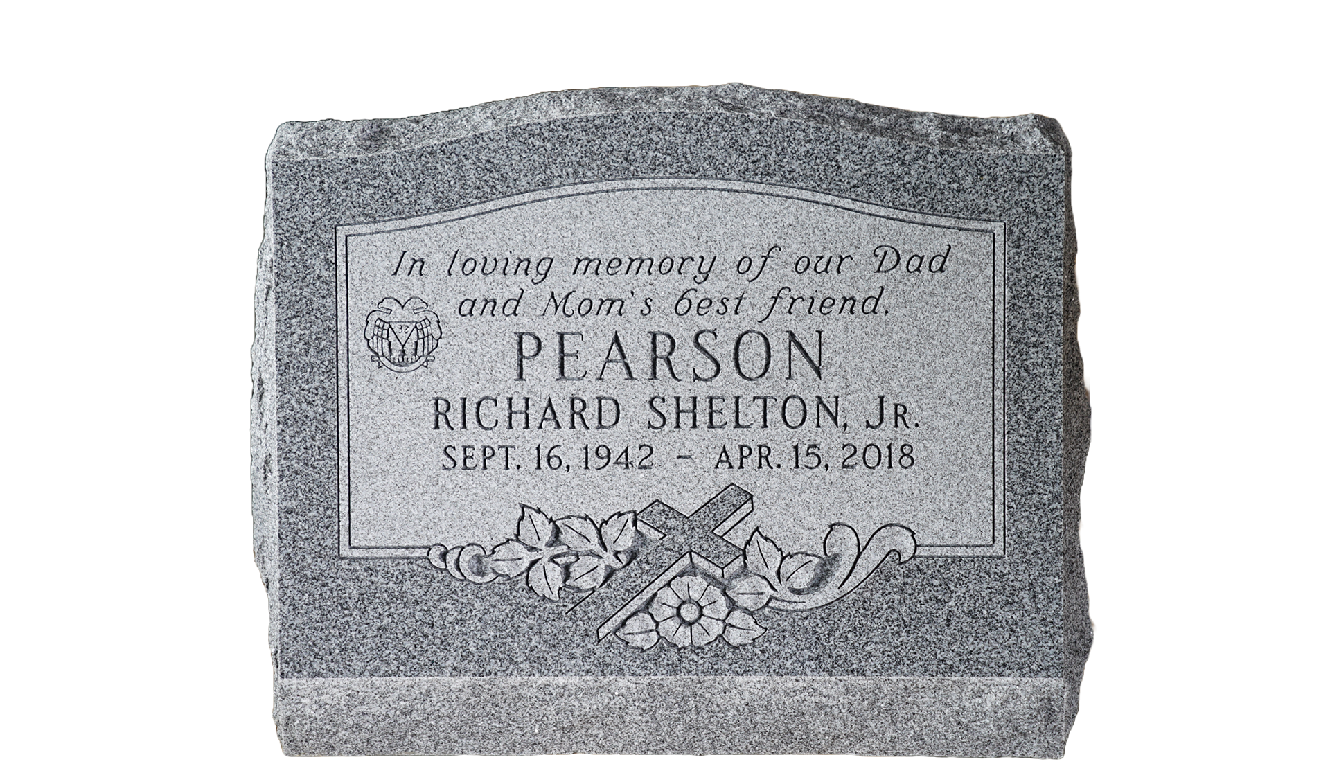 A gravestone for a person named pearson on a white background.
