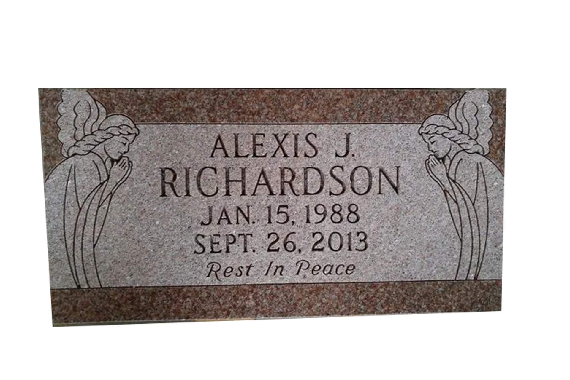 A gravestone for alexis j. richardson who died on september 26 2013