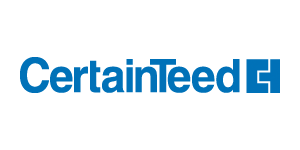 The logo for CertainTeed is blue and white on a white background.