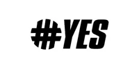 Bold black “#YES” text on a white background