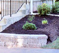 Retaining walls and dyed mulch