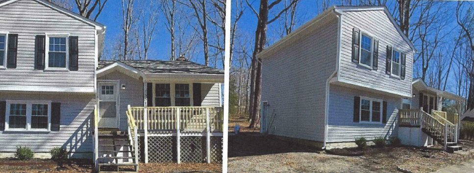 Two pictures of a house before being remodeled
